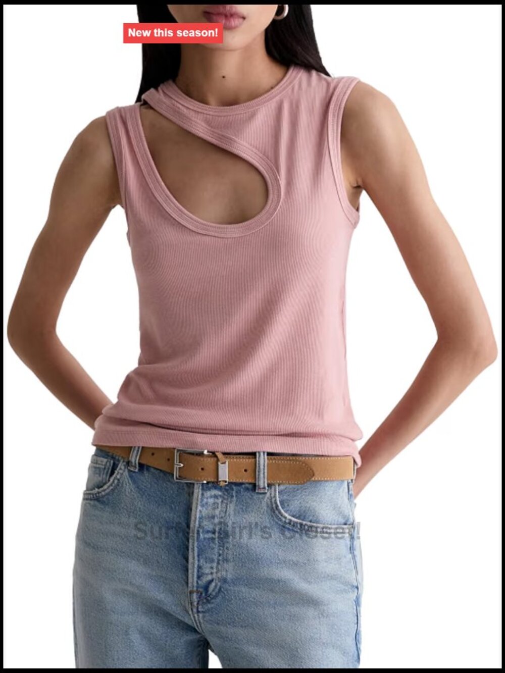 AG Adriano Goldschmied Women's Miah Cut-Out Tank Top Dolman Sleeve